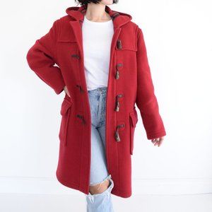 London Tradition Red Duffle 70% Wool Winter Coat  with Toggle Buttons Size 14